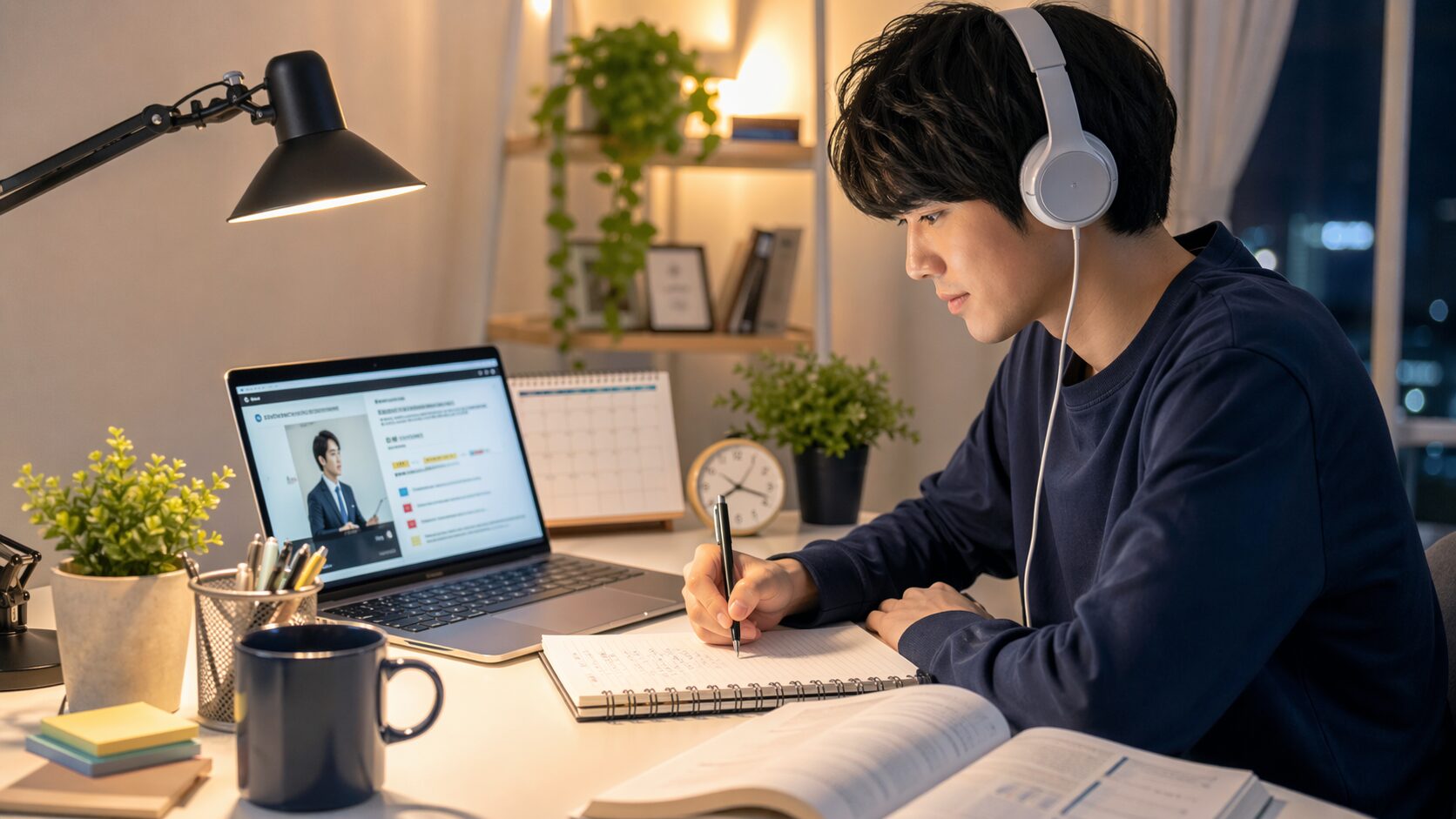 20代がオンライン講座で資格を勉強するイメージ