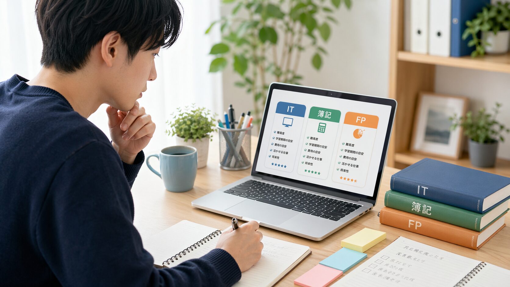 20代が転職に役立つ資格を比較して選ぶイメージ