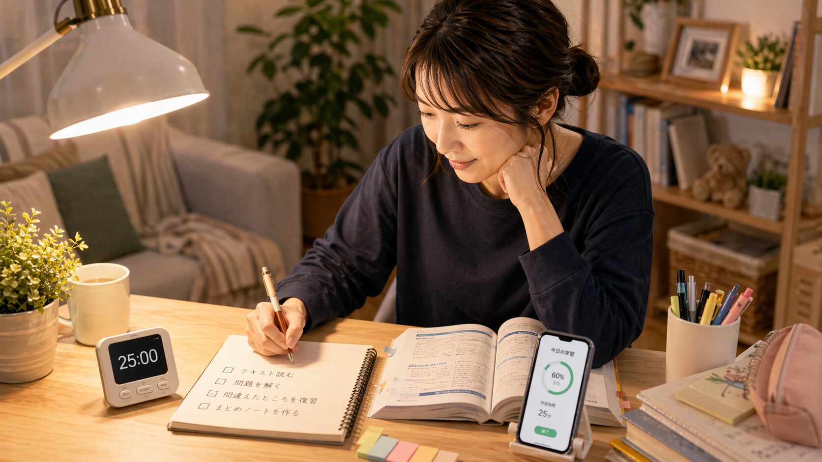 シングルマザーが独学で資格勉強を進めるイメージ